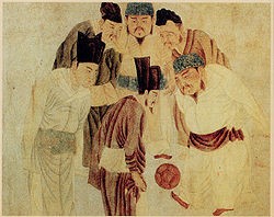 نقاشی مربوط به سال ۱۳۰۰ (میلادی) که امپراتور سونگ را در حال انجام بازی با دیگر اشرافیان نشان می‌دهد.