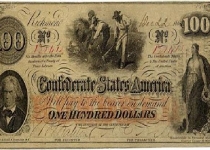 یک اسکناس صد دلاری" ایالات مؤتلفه آمریکا" به تاریخ در ۲۲ دسامبر، ۱۸۶۲