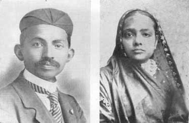 مهاتما گاندی و همسرش در جوانی/عکس
